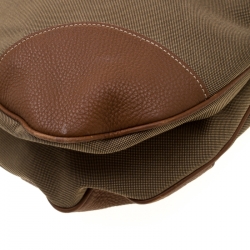 Pre Owned Prada Brown Canvas and leather  Jacquard Logo Hobo