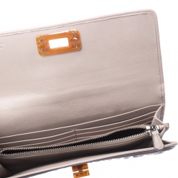 Pre Owned Prada Off White Gaufre Leather Turn Lock Continental Wallet