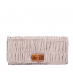 Pre Owned Prada Off White Gaufre Leather Turn Lock Continental Wallet