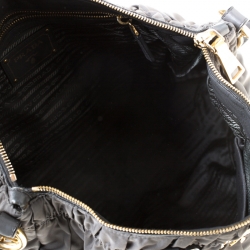Pre Owned Prada Grey Tessuto Gaufre Nylon and Leather Tote 