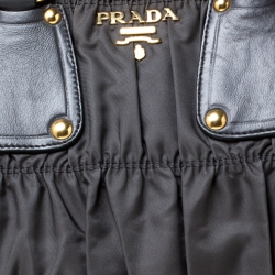 Pre Owned Prada Grey Tessuto Gaufre Nylon and Leather Tote 