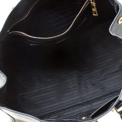 Pre Owned Prada Black Saffiano Lux Leather Large Gardener's Tote