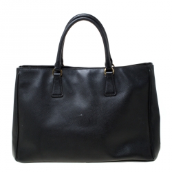 Pre Owned Prada Black Saffiano Lux Leather Large Gardener's Tote