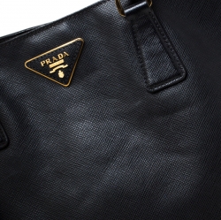 Pre Owned Prada Black Saffiano Lux Leather Large Gardener's Tote