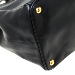 Pre Owned Prada Black Saffiano Lux Leather Large Gardener's Tote