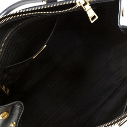 Pre Owned Prada Black Saffiano Lux Leather Large Double Zip Tote