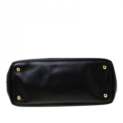 Pre Owned Prada Black Saffiano Lux Leather Large Double Zip Tote