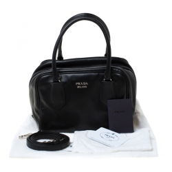 Pre Owned Prada Black Soft Calf Leather Top Handle Bag