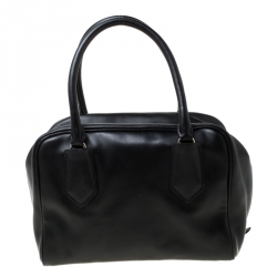 Pre Owned Prada Black Soft Calf Leather Top Handle Bag