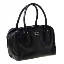 Pre Owned Prada Black Soft Calf Leather Top Handle Bag