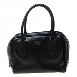 Pre Owned Prada Black Soft Calf Leather Top Handle Bag