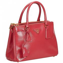 Prada Red Saffiano Leather Galleria Satchel Bag