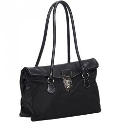 Pre Owned Prada Black Nylon And Leather Shoulder Bag