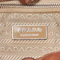 Pre Owned Prada Brown Leather Baguette Bag