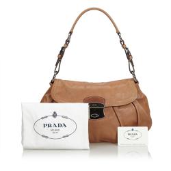 Pre Owned Prada Brown Leather Baguette Bag