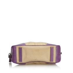 Pre Owned Prada Purple/Brown Canvas Shoulder Bag