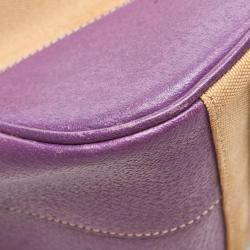 Pre Owned Prada Purple/Brown Canvas Shoulder Bag
