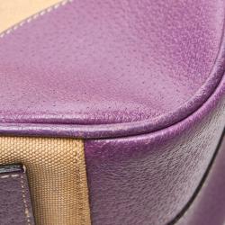 Pre Owned Prada Purple/Brown Canvas Shoulder Bag