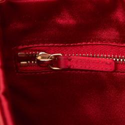 Pre Owned Prada Red Leather Eyelet Baguette