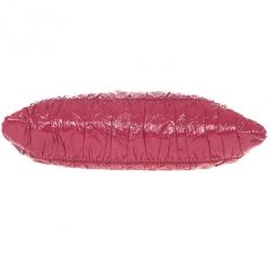 Pre Owned Prada Fuchsia Patent Leather Gauffre Shirred Clutch Bag