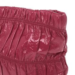 Pre Owned Prada Fuchsia Patent Leather Gauffre Shirred Clutch Bag