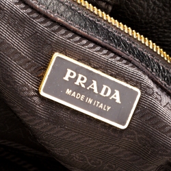 Pre Owned Prada Olive Green Metallic Vitello Daino Leather Hobo