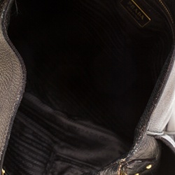 Pre Owned Prada Olive Green Metallic Vitello Daino Leather Hobo