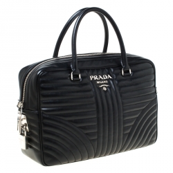 Pre Owned Prada Black Leather Bauletto Satchel