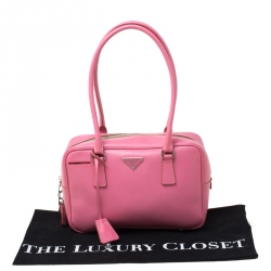 Pre Owned Prada Pink Saffiano Leather Bowler Bag