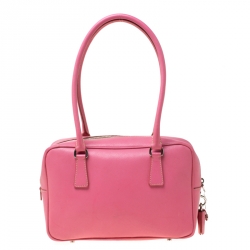 Pre Owned Prada Pink Saffiano Leather Bowler Bag