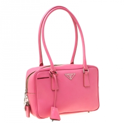 Pre Owned Prada Pink Saffiano Leather Bowler Bag