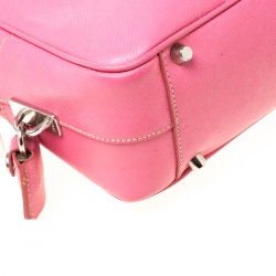 Pre Owned Prada Pink Saffiano Leather Bowler Bag