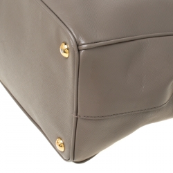 Pre Owned Prada Taupe Saffiano Lux Leather Large Double Zip Tote
