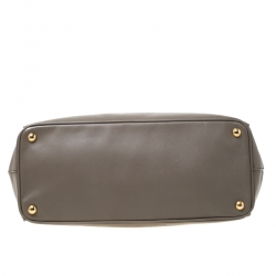 Pre Owned Prada Taupe Saffiano Lux Leather Large Double Zip Tote