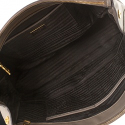 Pre Owned Prada Taupe Saffiano Lux Leather Large Double Zip Tote