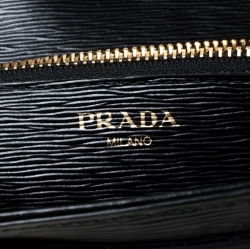 Pre Owned Prada Black Leather and Nylon Flap Crossbody Bag