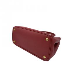 Pre Owned Prada Red Saffiano Lux Leather Small Double Zip Tote