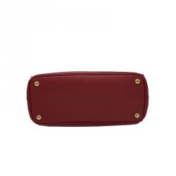 Pre Owned Prada Red Saffiano Lux Leather Small Double Zip Tote