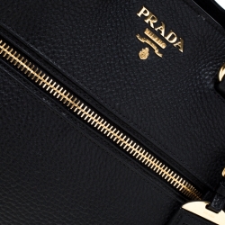 Pre Owned Prada Black Leather Cervo Pocket Tote 