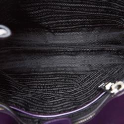 Pre Owned Prada Black Patent Leather Spazzolato Floral Applique Tote