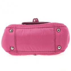 Pre Owned Prada Pink Nylon Gabardine Turnlock Flap Shoulder Bag