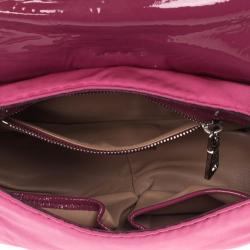 Pre Owned Prada Pink Nylon Gabardine Turnlock Flap Shoulder Bag