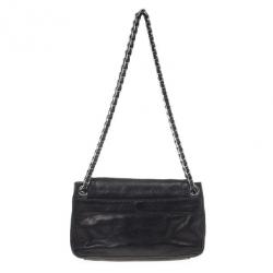 Pre Owned Prada Black Leather Flap Chain Shoulder Bag