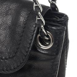 Pre Owned Prada Black Leather Flap Chain Shoulder Bag