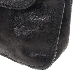 Pre Owned Prada Black Leather Flap Chain Shoulder Bag