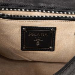Pre Owned Prada Black Leather Flap Chain Shoulder Bag