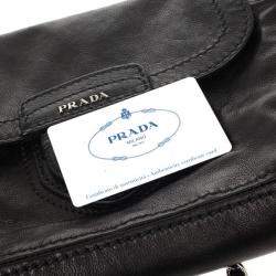 Pre Owned Prada Black Leather Flap Chain Shoulder Bag