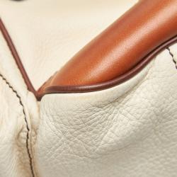 Pre Owned Prada White/Brown Leather Satchel