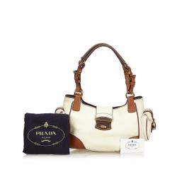 Pre Owned Prada White/Brown Leather Satchel