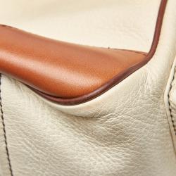 Pre Owned Prada White/Brown Leather Satchel